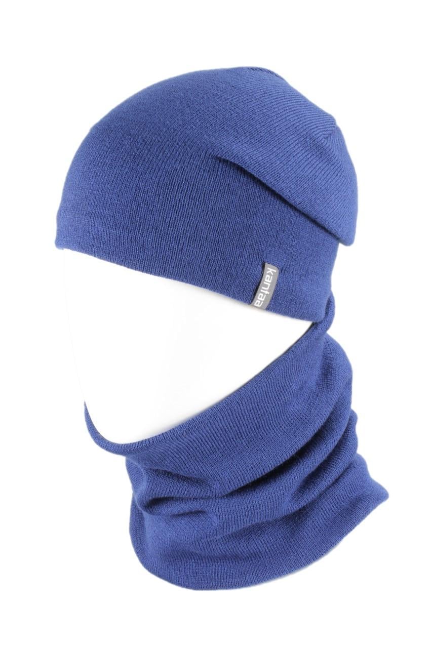 Вязаная шапка Кahta Fashion Hat с Buff снуд унисекс р. 57-58 Синий (OC-111)