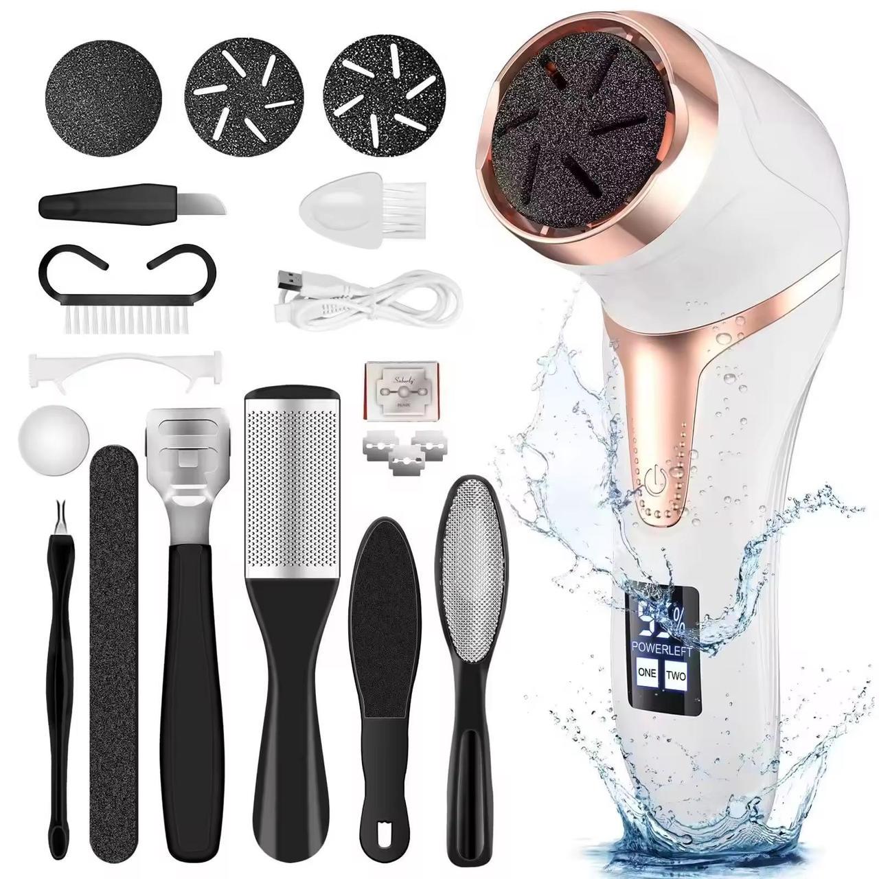 Пемза для ніг акумуляторна з LCD-дисплеєм з вакуумним пилососом та набором для педикюру (2327850390)