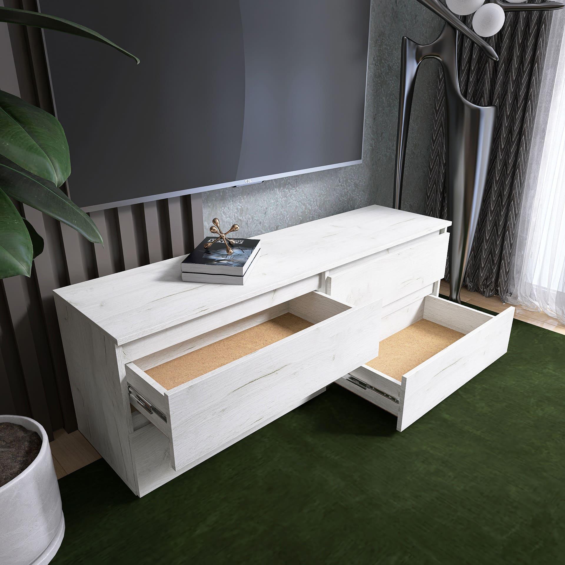 Тумба под телевизор Эверест ЛТВ 1400 Лайт 140х38х49 см Дуб крафт белый (09152) - фото 3 Тумба под телевизор Эверест ЛТВ 1400 Лайт 140х38х49 см Дуб крафт белый (09152) - фото 3