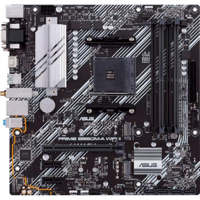 Материнская плата Asus Prime B550M-A Wi-Fi II Micro-ATX sAM4 AMD B550 4xDDR4 2xM.2 4xSATA DVI VGA GbE Black (35227039)