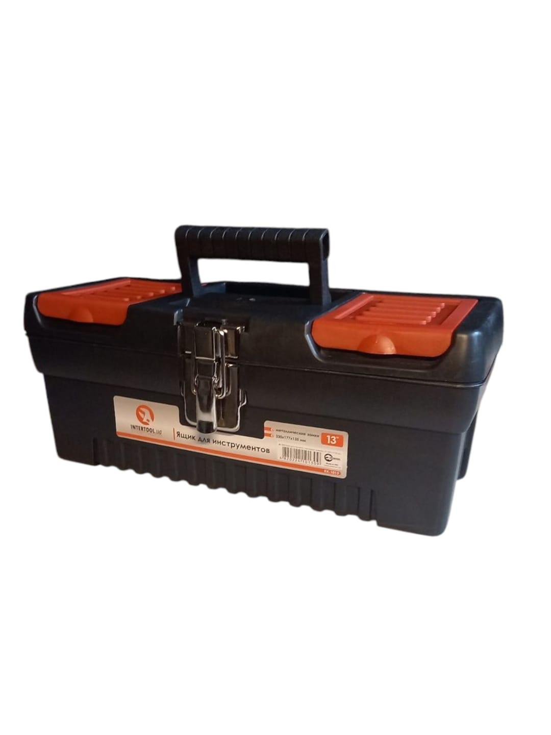 Ящик для инструментов с металлическими замками Intertool BX-1013 13" 330x177x135 мм (26447239) Ящик для инструментов с металлическими замками Intertool BX-1013 13" 330x177x135 мм (26447239)