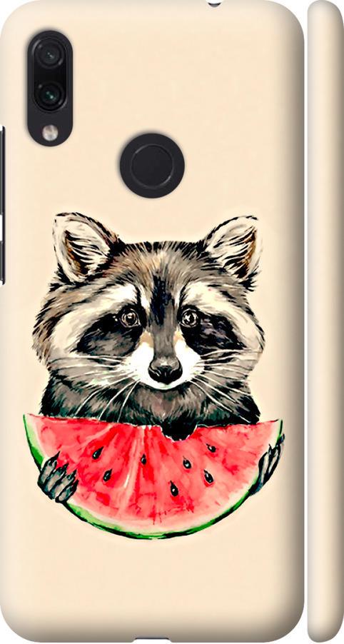 Чехол на Xiaomi Redmi Note 7 Енотик с арбузом (4605m-1639-42517)