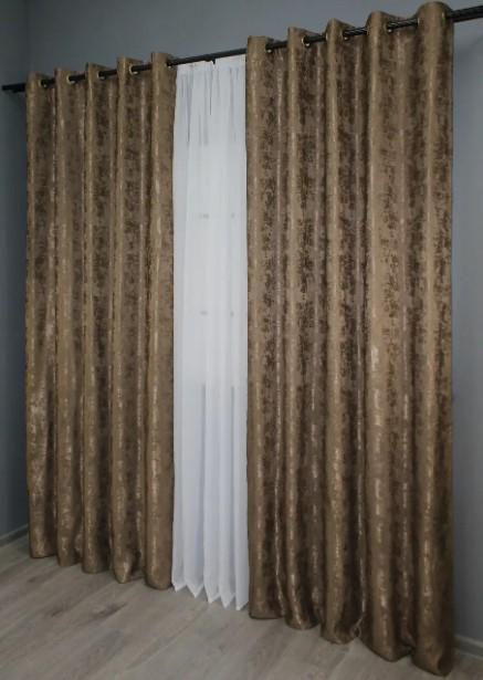 Комплект штор на люверсах Sultan YL жакард 1,5х2,5 м 2 шт. Коричневий (1203ш 37-0060) - фото 3