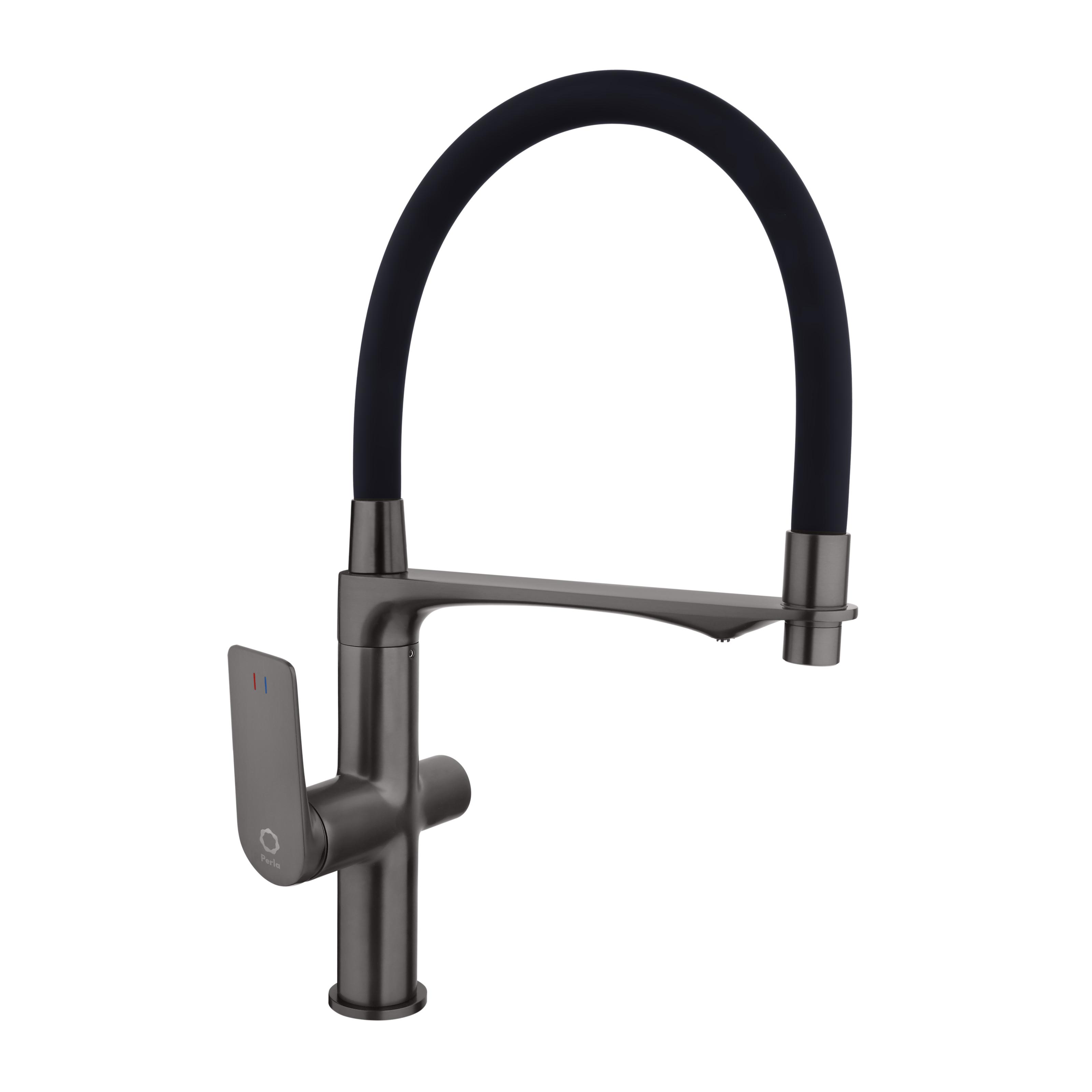 Змішувач для кухні Perla PETER гнучкий гусак з фільтом латунь Графіт (PSK6759-G)