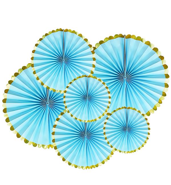 Подвесные веера набор 6 шт. Gold/Blue Подвесные веера набор 6 шт. Gold/Blue