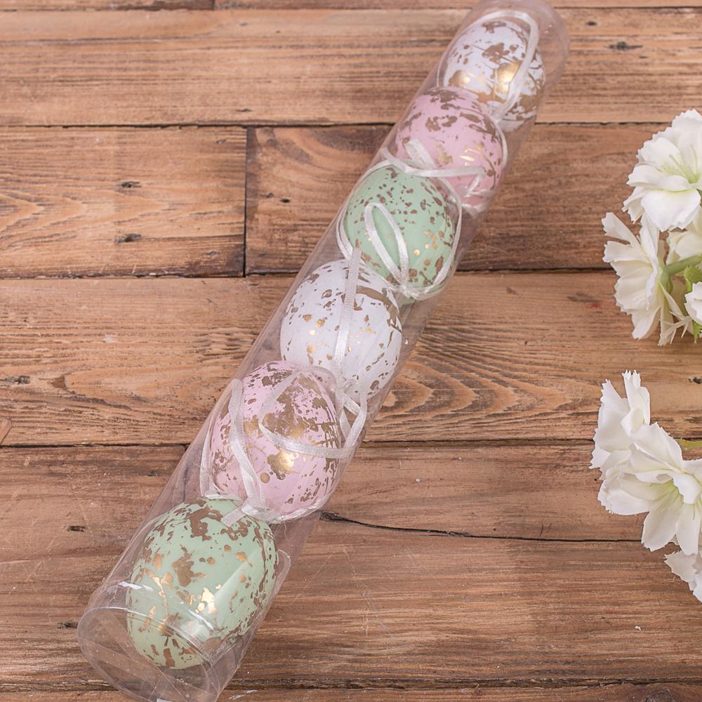 Яйца в тубусе для декора 6 шт. Золотой (3553-5)