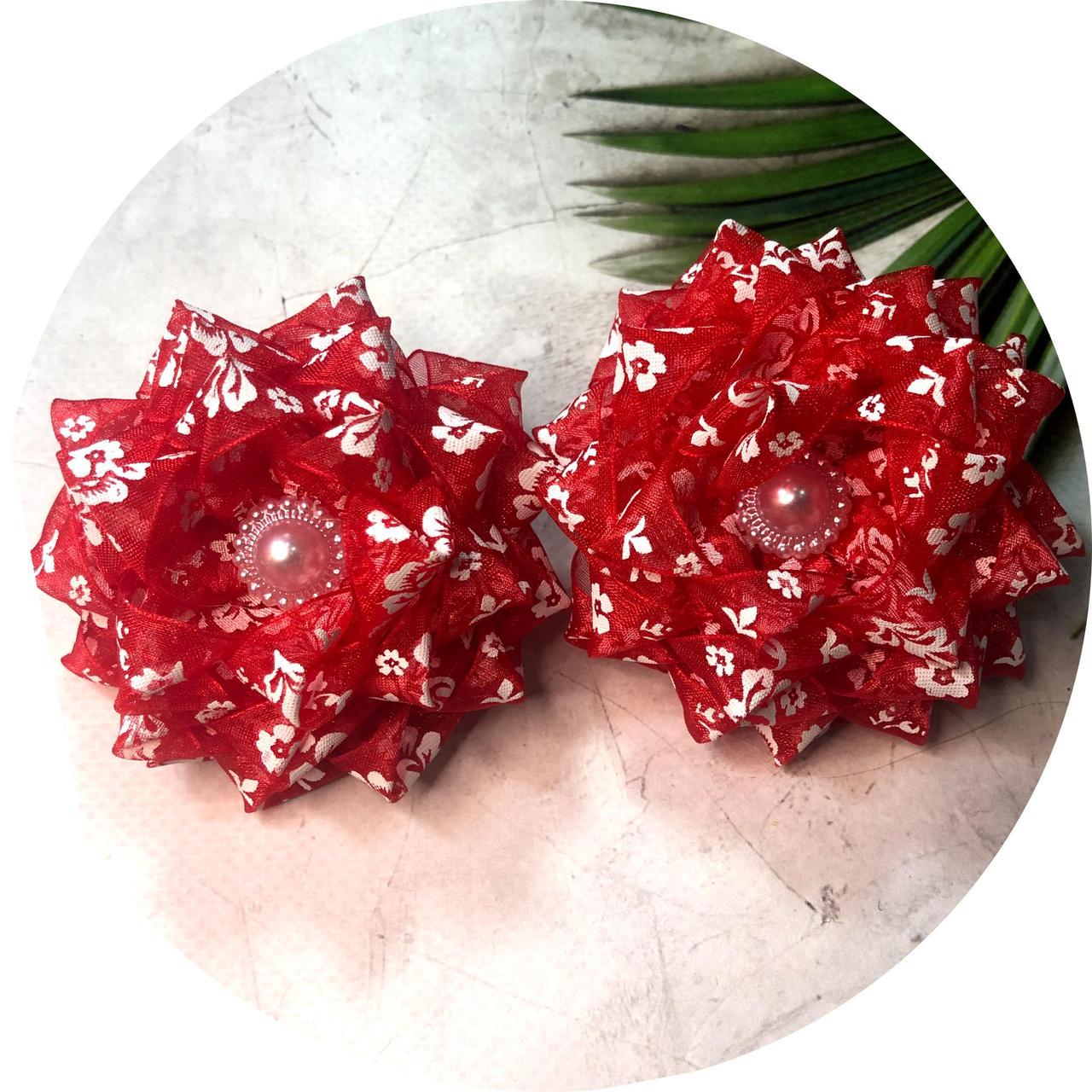 Бантик для волос детский на заколке D8 см Красный (10268)