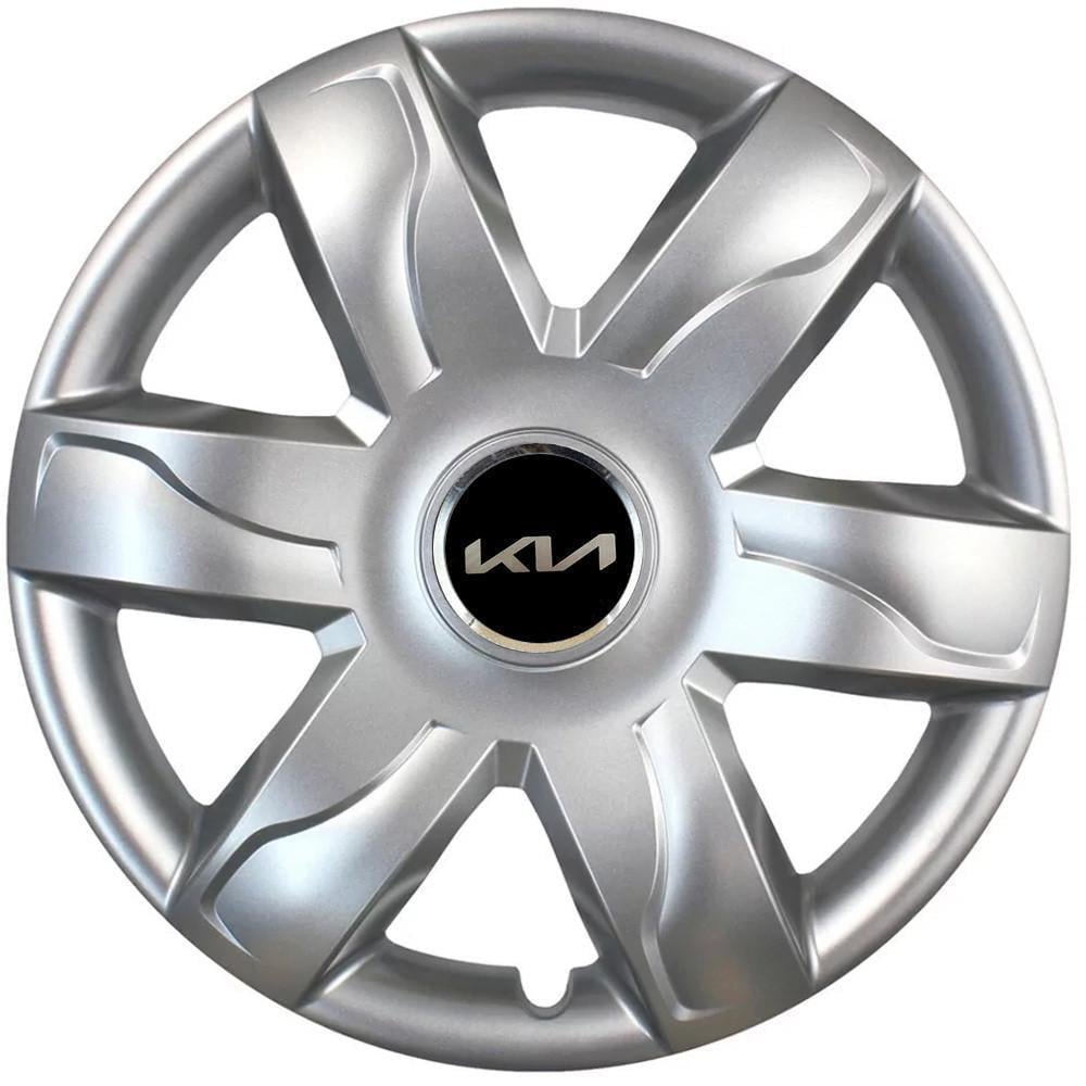 Колпаки SJS 318 з логотипом KIA NEW R15 4 шт. Серебристый (2789080952)