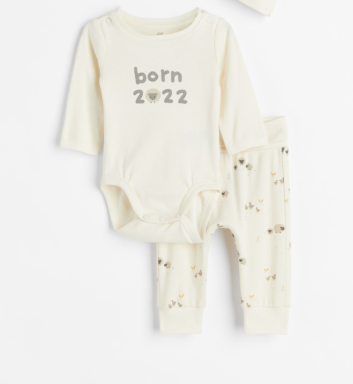 Костюм Барашки боди и брюки 2022 62 см Молочный (979605АВ-2) Костюм Барашки боди и брюки 2022 62 см Молочный (979605АВ-2)