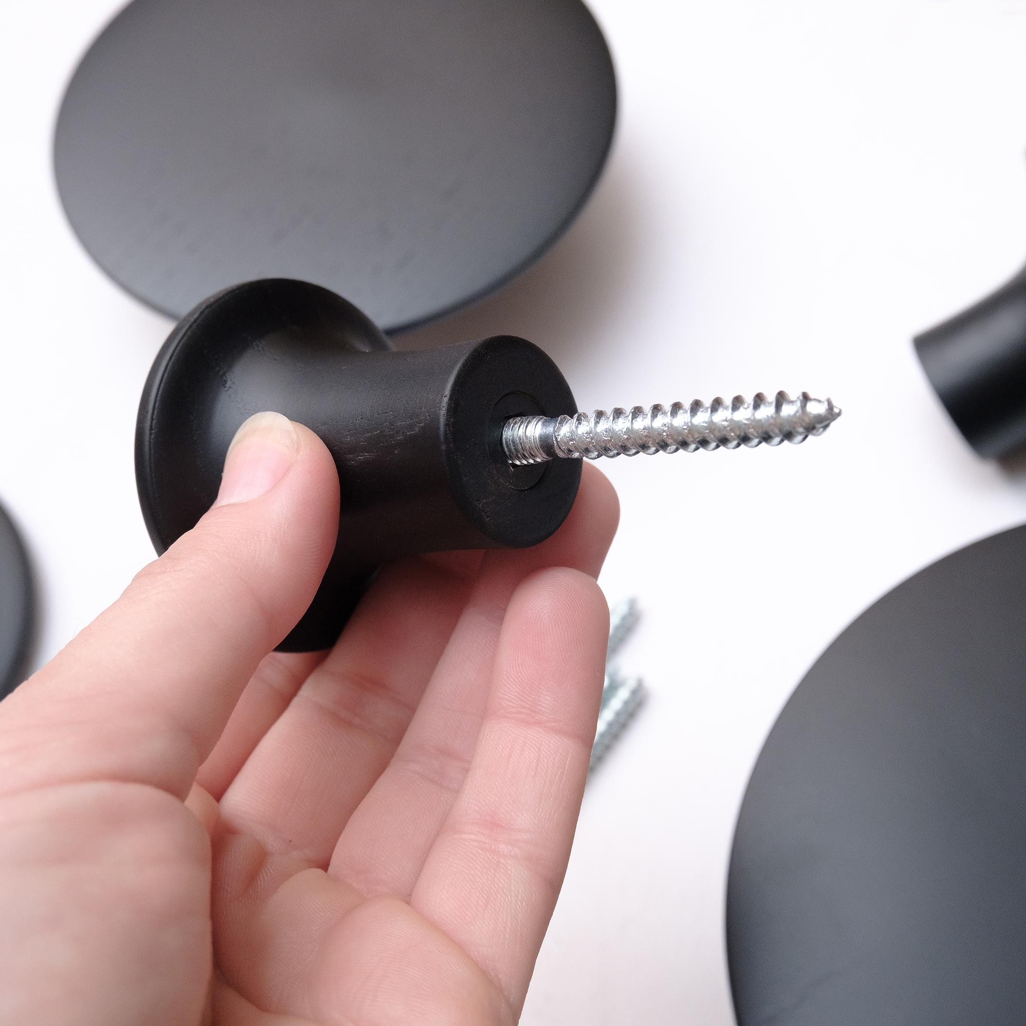 Набор деревянных крючков для одежды ø 35-120 мм 5 шт. Черный (50123) - фото 4