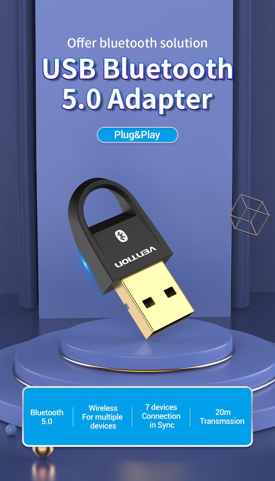 Адаптер Vention Bluetooth 5.0 приймач-передавач USB Чорний (CDSB0) - фото 2