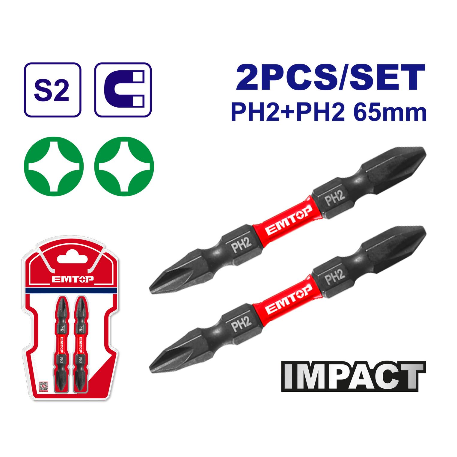 Набір ударних магнітних біт EMTOP ESBTM7PH265 2 шт. - фото 2