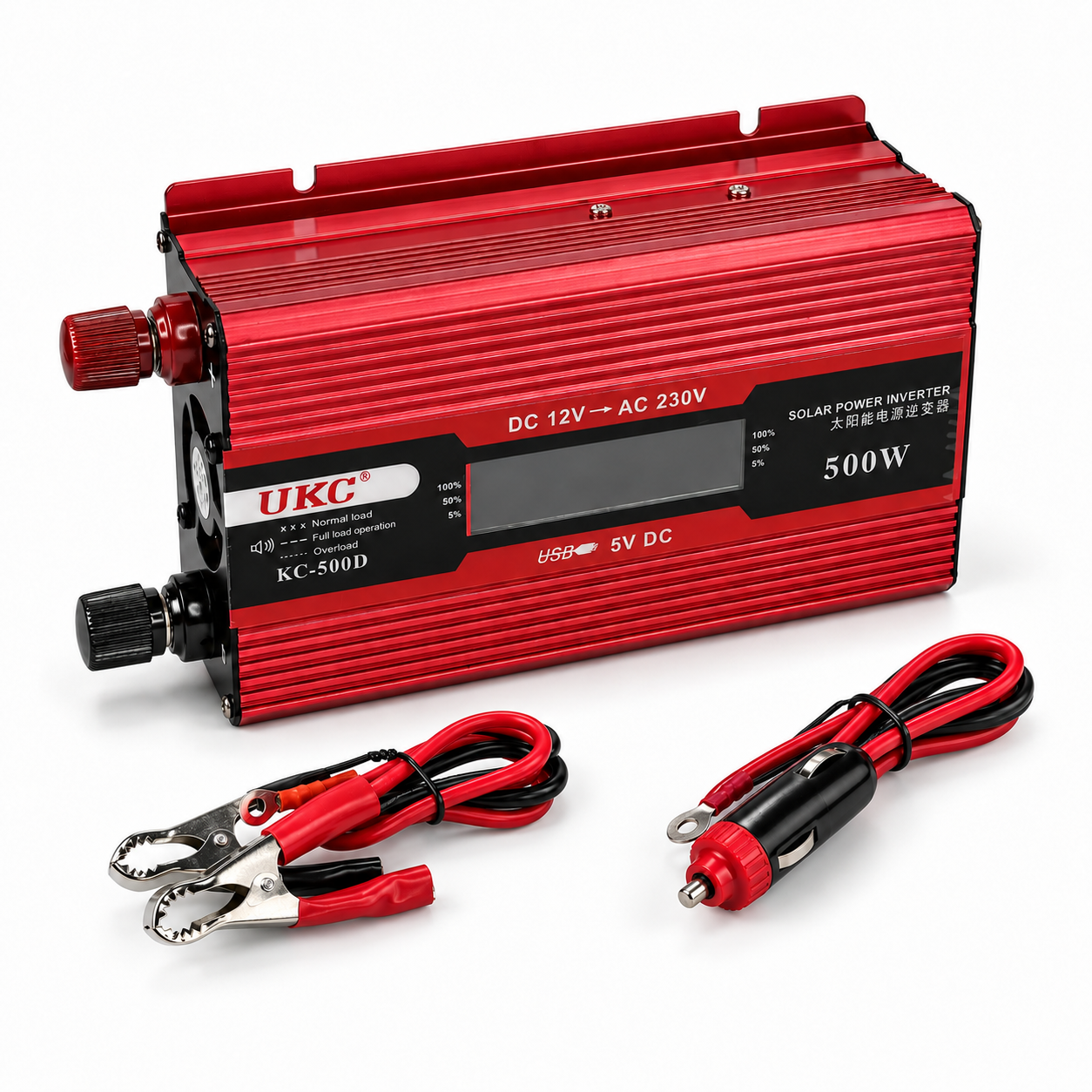 Инвертор преобразователь напряжения 12В–220В UKC 500W с дисплеем и кабелем для прикуривателя реальная номинальная мощность 300Вт (KC-500D)