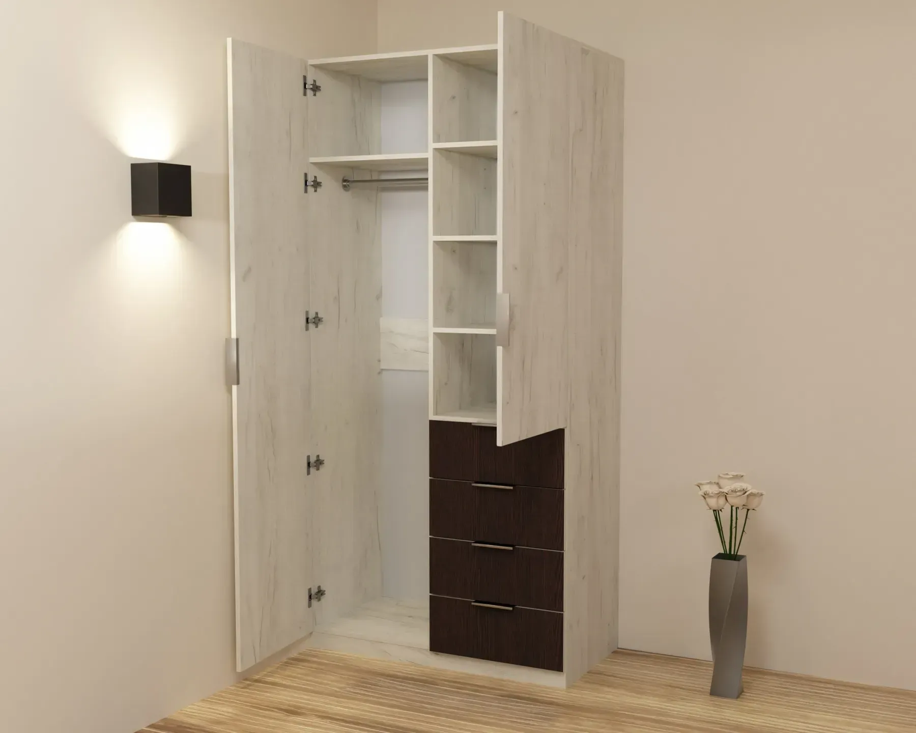 Шкаф Kontinent Kristal 1 100х52х210 см Дуб Крафт Белый/Венге Магия (59840446) Шкаф Kontinent Kristal 1 100х52х210 см Дуб Крафт Белый/Венге Магия (59840446)