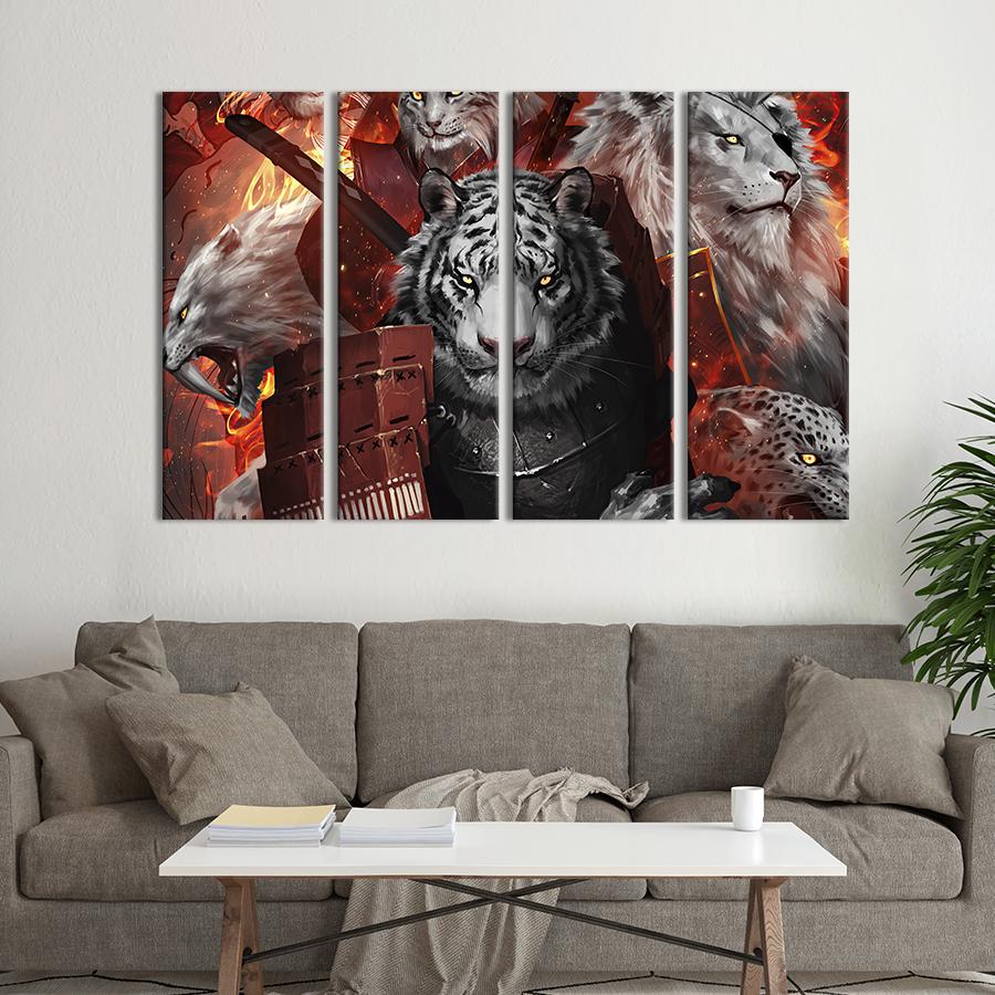 Картина модульная из 4 частей Звери-воители L 149x93 см (738-41)