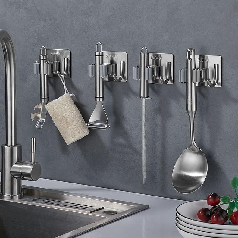 Настенный держатель для швабры с крючком SUS304 SLV (137808) - фото 6 Настенный держатель для швабры с крючком SUS304 SLV (137808) - фото 6