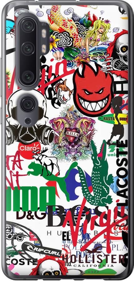 Чохол на Xiaomi Mi Note 10 Many different logos (4022t-1820-42517)
