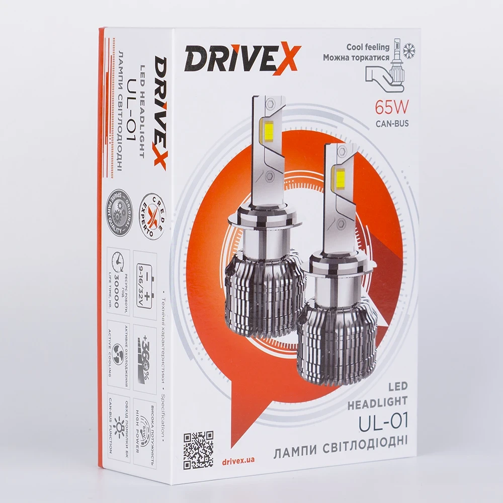 Автомобільні лампи DriveX LED H7/H18 65W UL-01 5500K CAN з обманкою 15000LM (DR-00001281) - фото 4