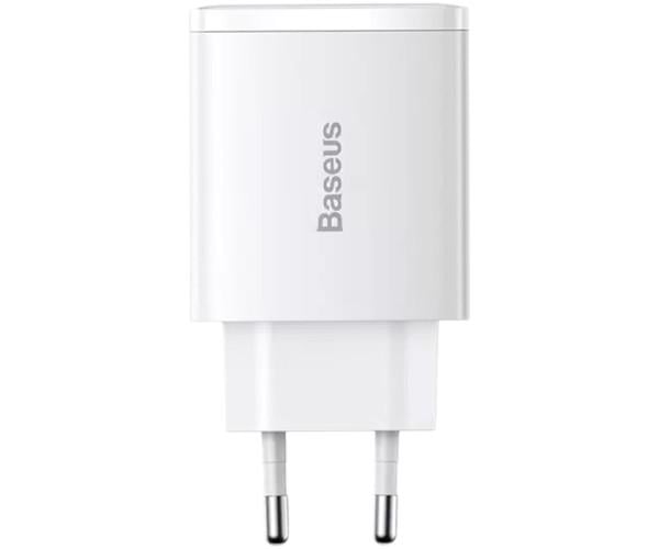 Устройство зарядное сетевое Baseus Compact CCXJ-E02 2USB QC 3.0 Type-C PD 30W White - фото 1