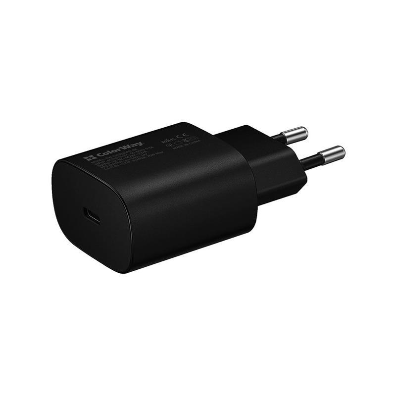 Зарядное устройство сетевое ColorWay Power Delivery USB-C PPS 25 Вт Black (CW-CHS033PD-BK) - фото 1