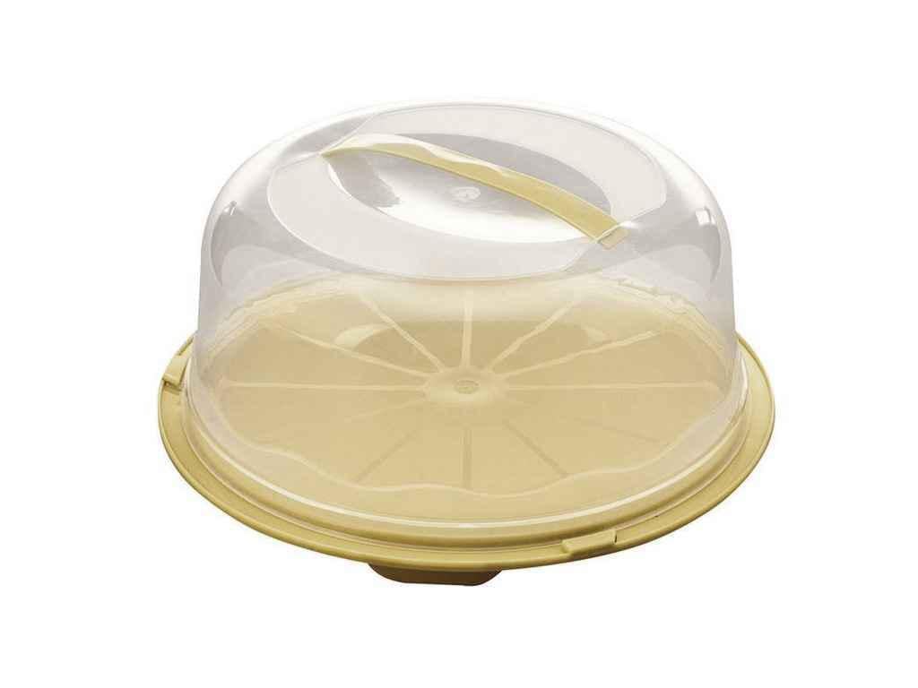 Тортовница R-Plastic с крышкой круглая Ø340 мм Бежевый (854701)