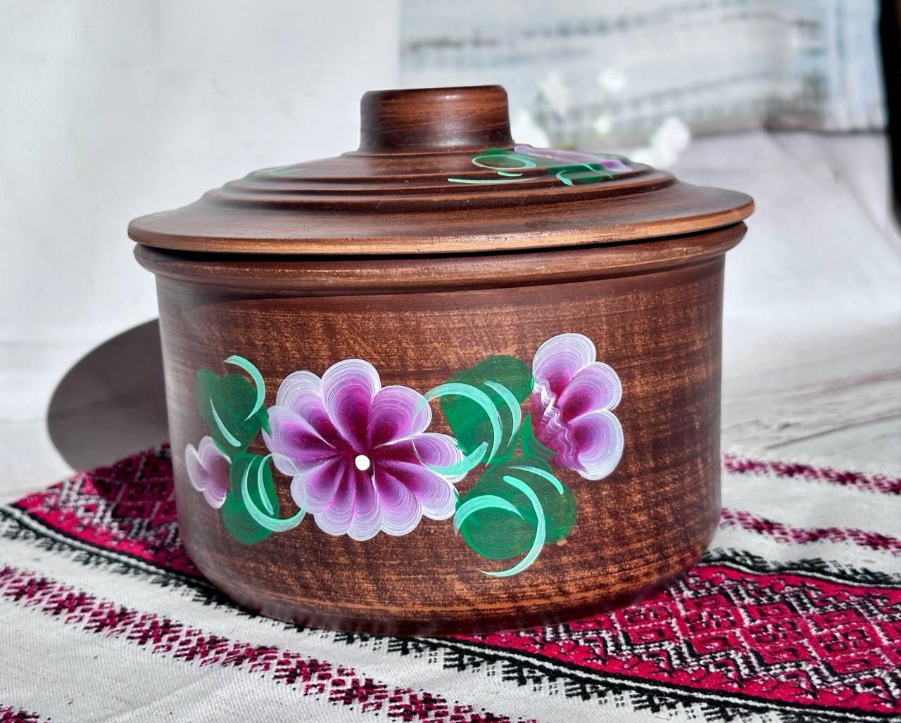 Каструля з червоної глини з малюнком петунія 1,7 л (2372793149)