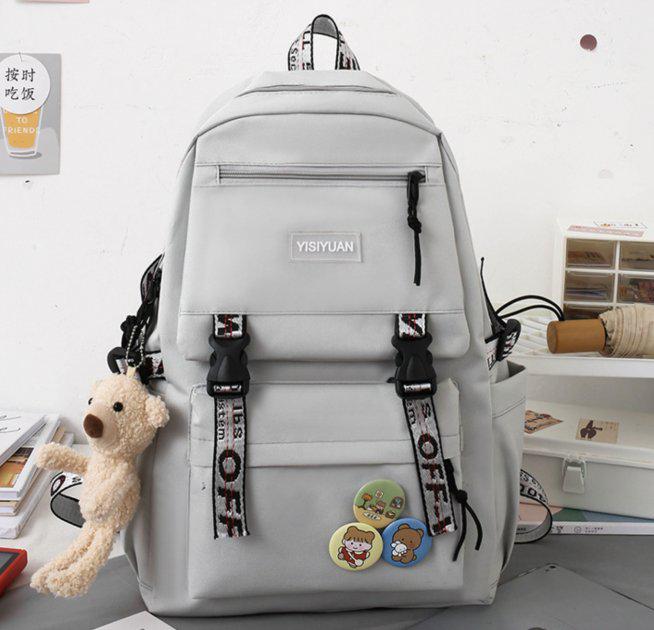 Рюкзак 5 в 1 школьный для девочки серый (набор: рюкзак, шоппер, пенал, сумочка, кошелек) (DR015647) - фото 2