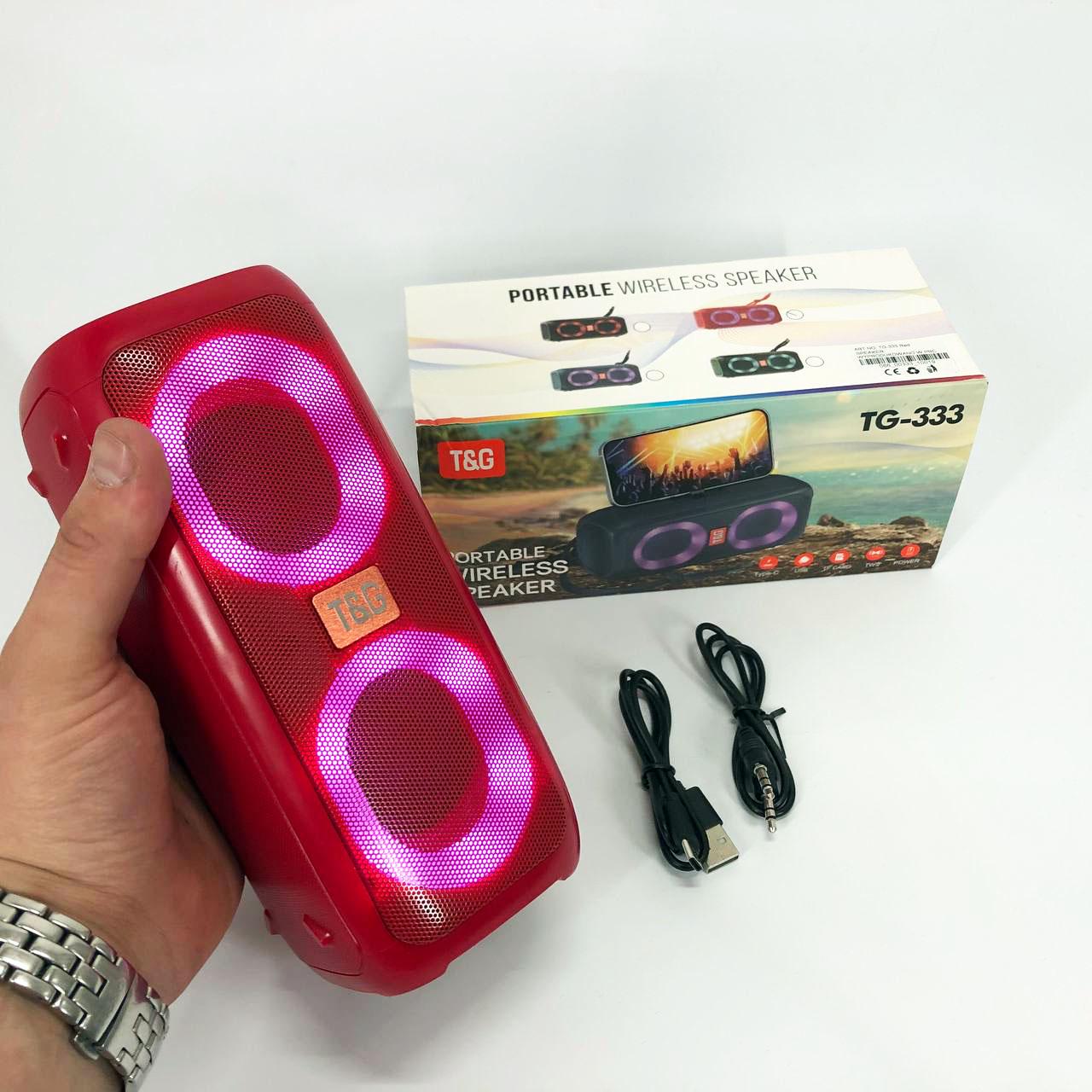 Портативна колонка TG333 2x5W з RGB підсвічуванням Червоний - фото 4