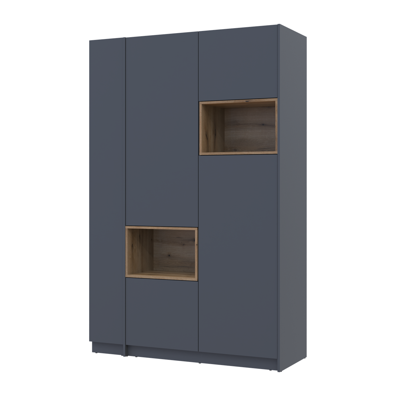 Шафа для одягу з нішею та етажеркою Doros Дейл 2 ДСП 143,2х52х220 см Графітовий/Дуб Евок (44900335)