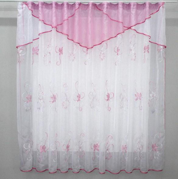 Занавеска на кухню шифон 300х170 см Розовый/Белый (00к 59-344)