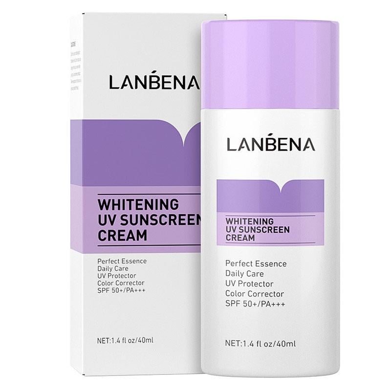 Крем отбеливающий Lanbena Whitening UV Sunscreen Cream SPF 50+/PA+++ от пигментации 40 мл Purple