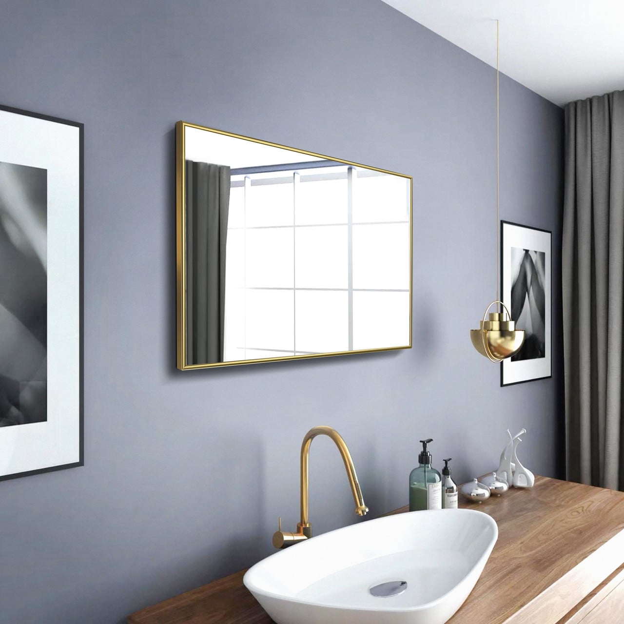 Зеркало настенное в алюминиевой раме Art-Com 400х600 мм Золотой хром (Alum-gold hrom-64)