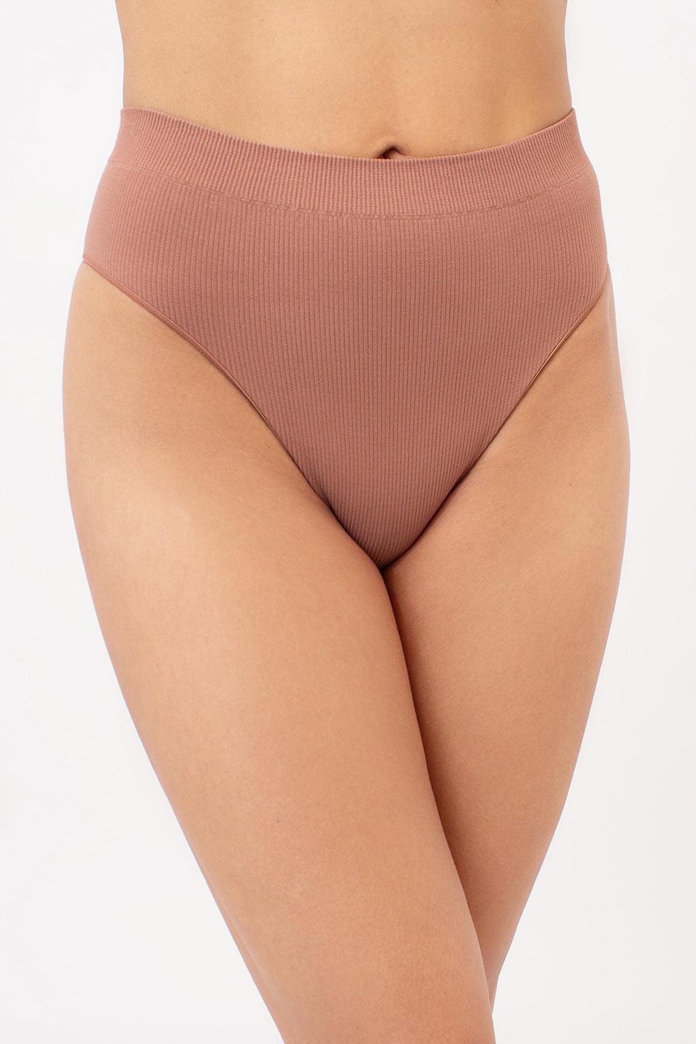 Труси бразиліана жіночі Giulia BRASILIAN BRIEFS RIB безшовні S/M Brown (4823116929227)