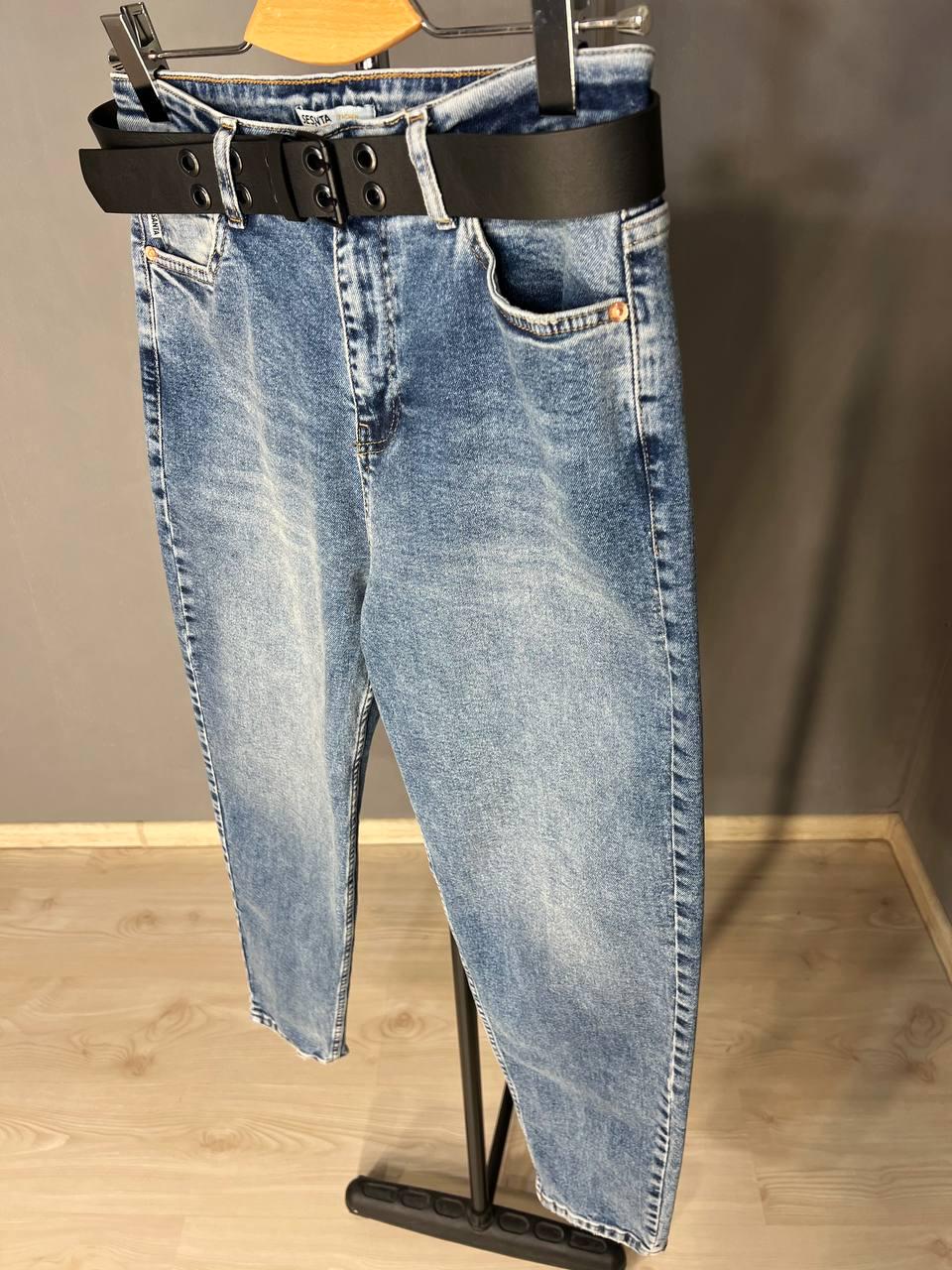 Джинси жіночі SESSANTA 16484 MOM jeans висока посадка збільшені розміри стрейчеві з ременем р. 29 Синій (3556) - фото 3 Джинси жіночі SESSANTA 16484 MOM jeans висока посадка збільшені розміри стрейчеві з ременем р. 29 Синій (3556) - фото 3