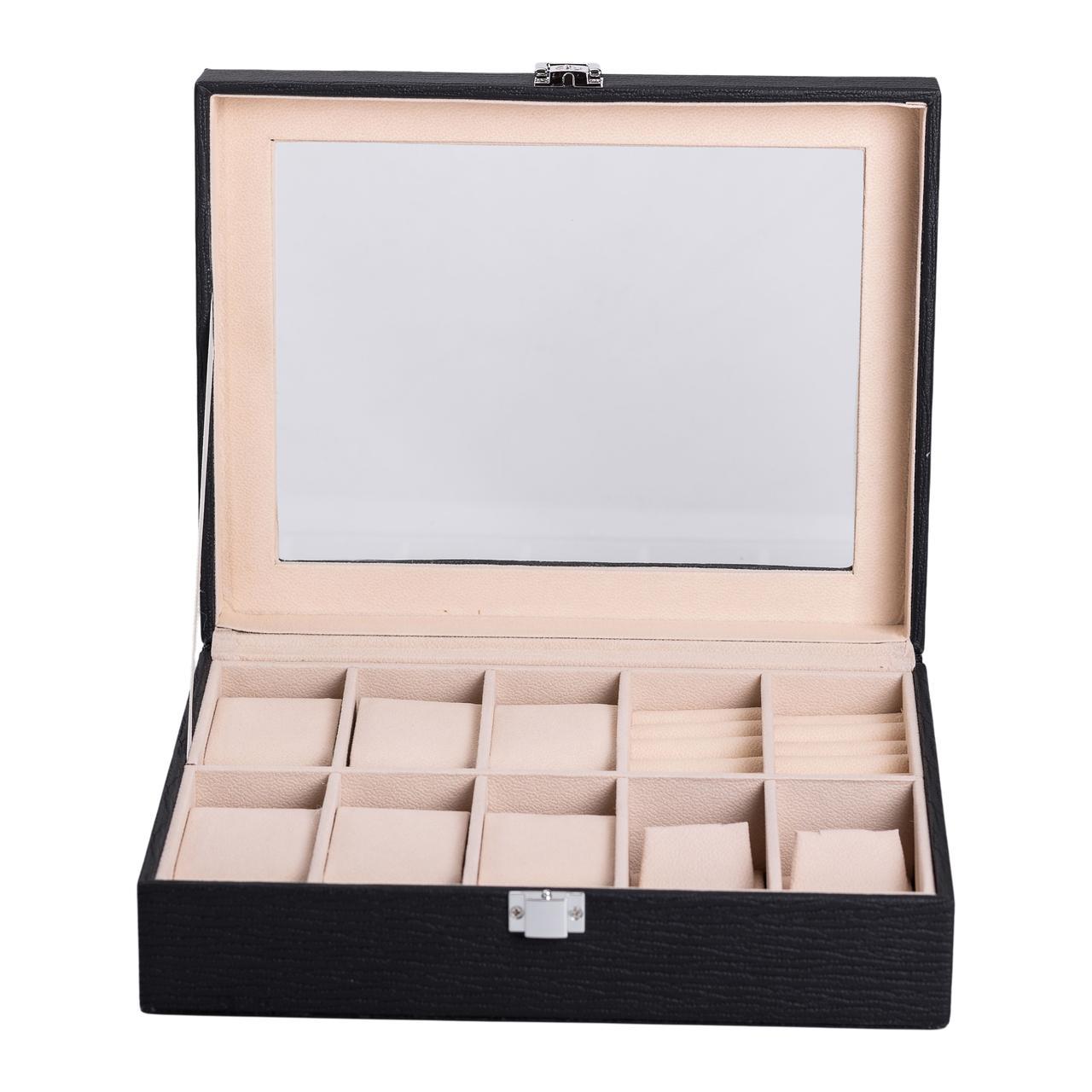 Шкатулка для украшений из эко кожи с зеркалом для ювелирных изделий (6664) Шкатулка для украшений из эко кожи с зеркалом для ювелирных изделий (6664)