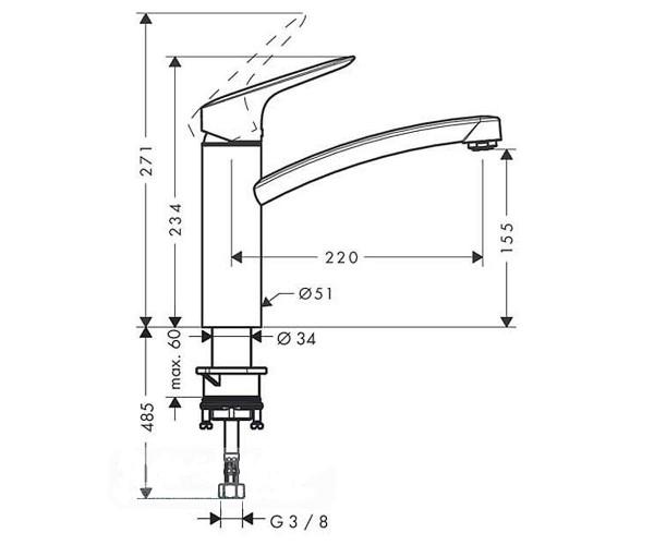 Cмеситель для кухни Hansgrohe LOGIS 71832000 однорычажный Хром (75554) - фото 2