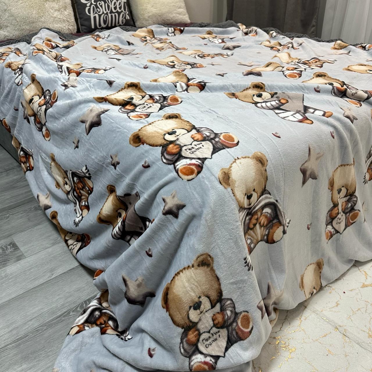 Плед-покрывало двустороннее с рисунком 200х220 см Серый (PL-2-4) - фото 4