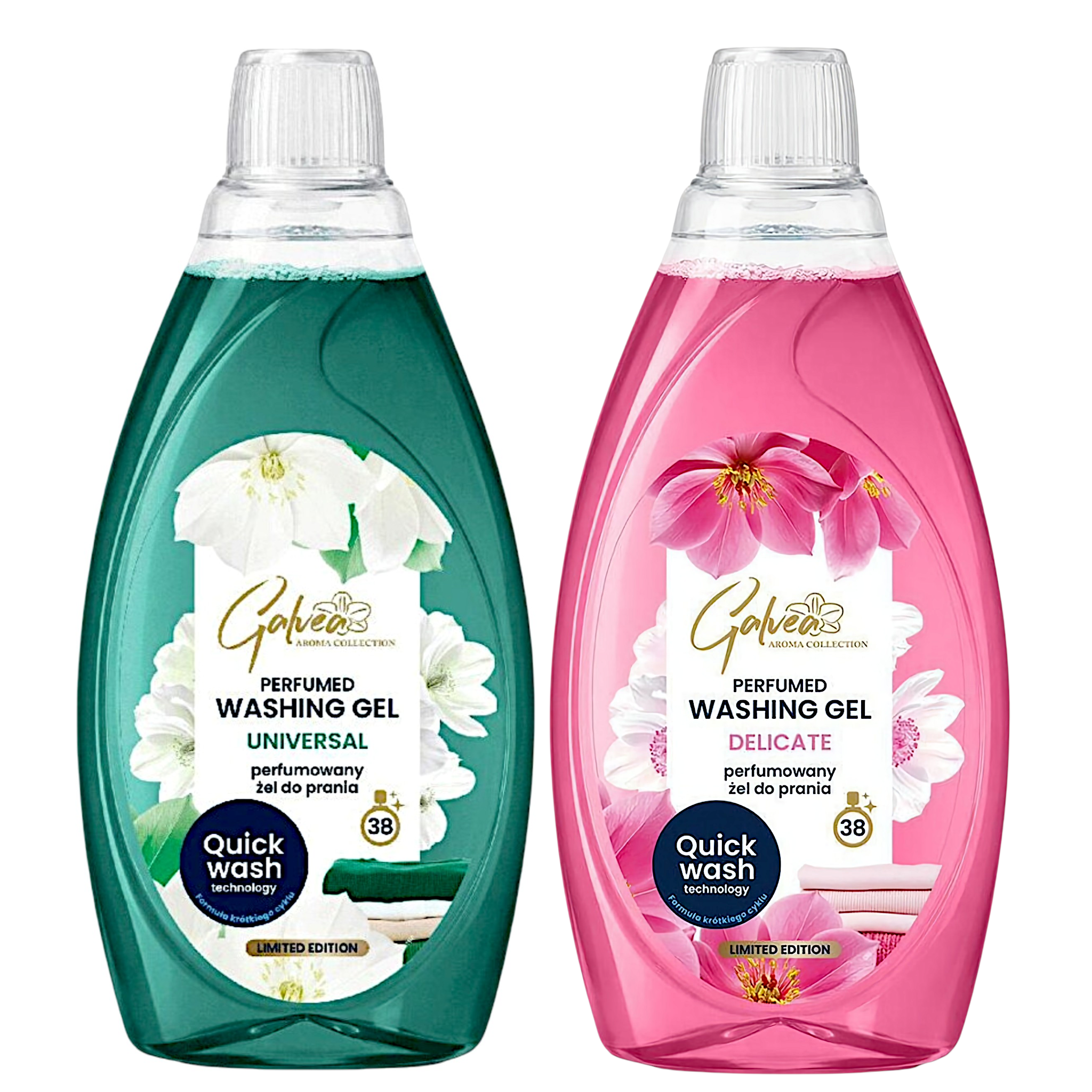 Набор гель для стирки парфюмированный Delicate и Universal для короткого цикла стирки Galvea Quick Wash/1,52 л 2 шт. (305204/181)