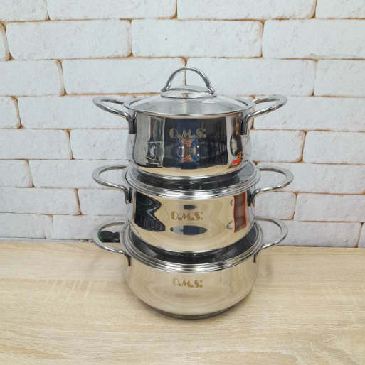 Набір каструль OMS з нержавіючої сталі 6 пр. (1032-S)