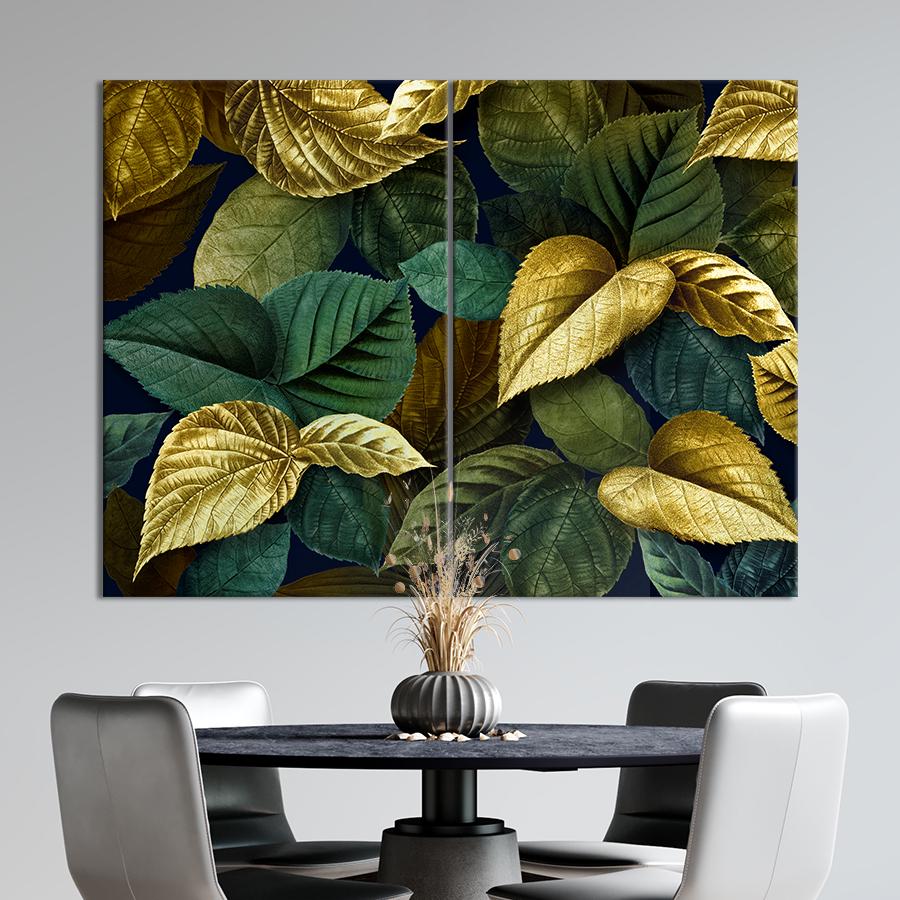 Картина Сочетание золотых и зелёных листьев 111x81 см (1972-2)