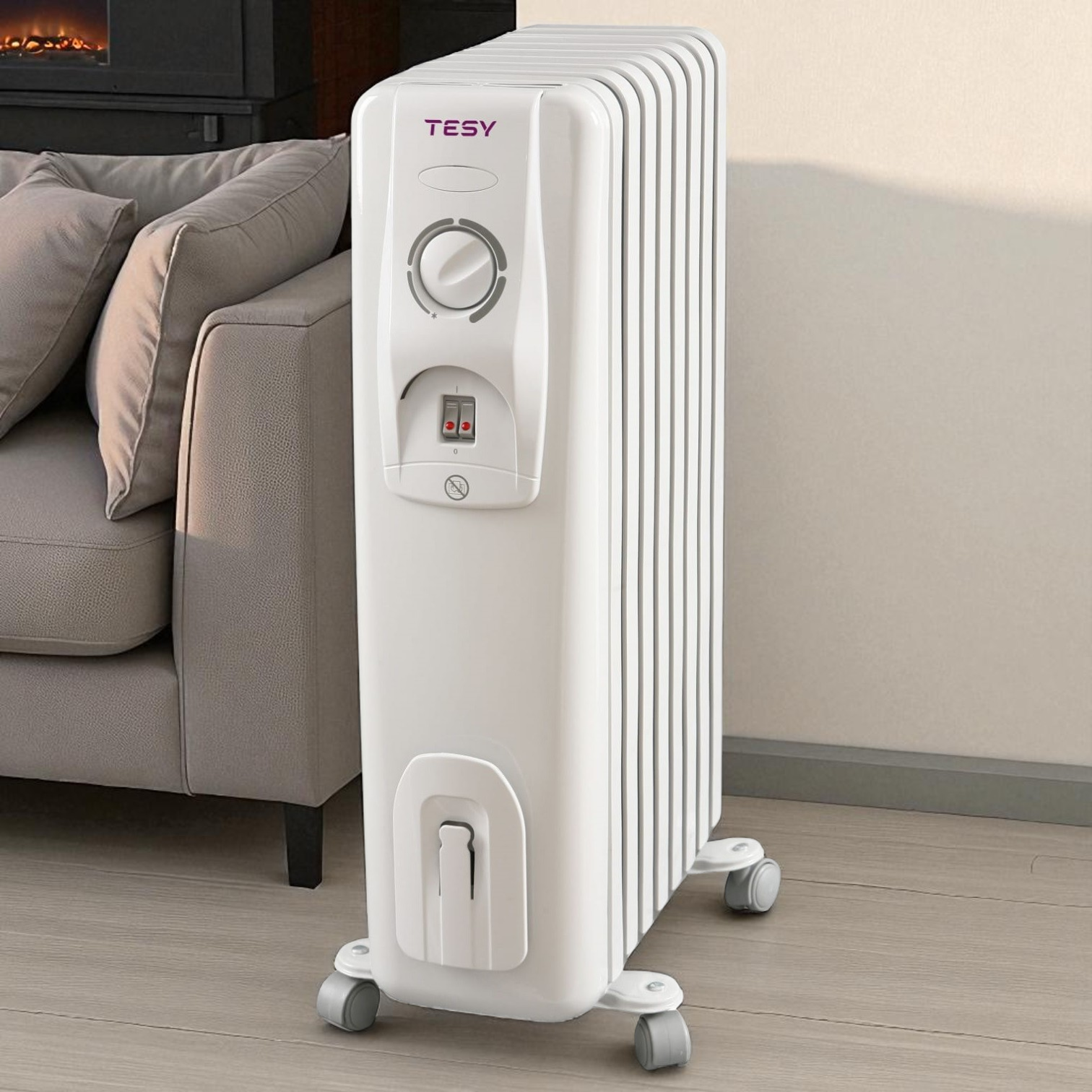 Обогреватель для дома масляный электрический напольный TESY 301761 2000 Вт Белый (301761) - фото 2