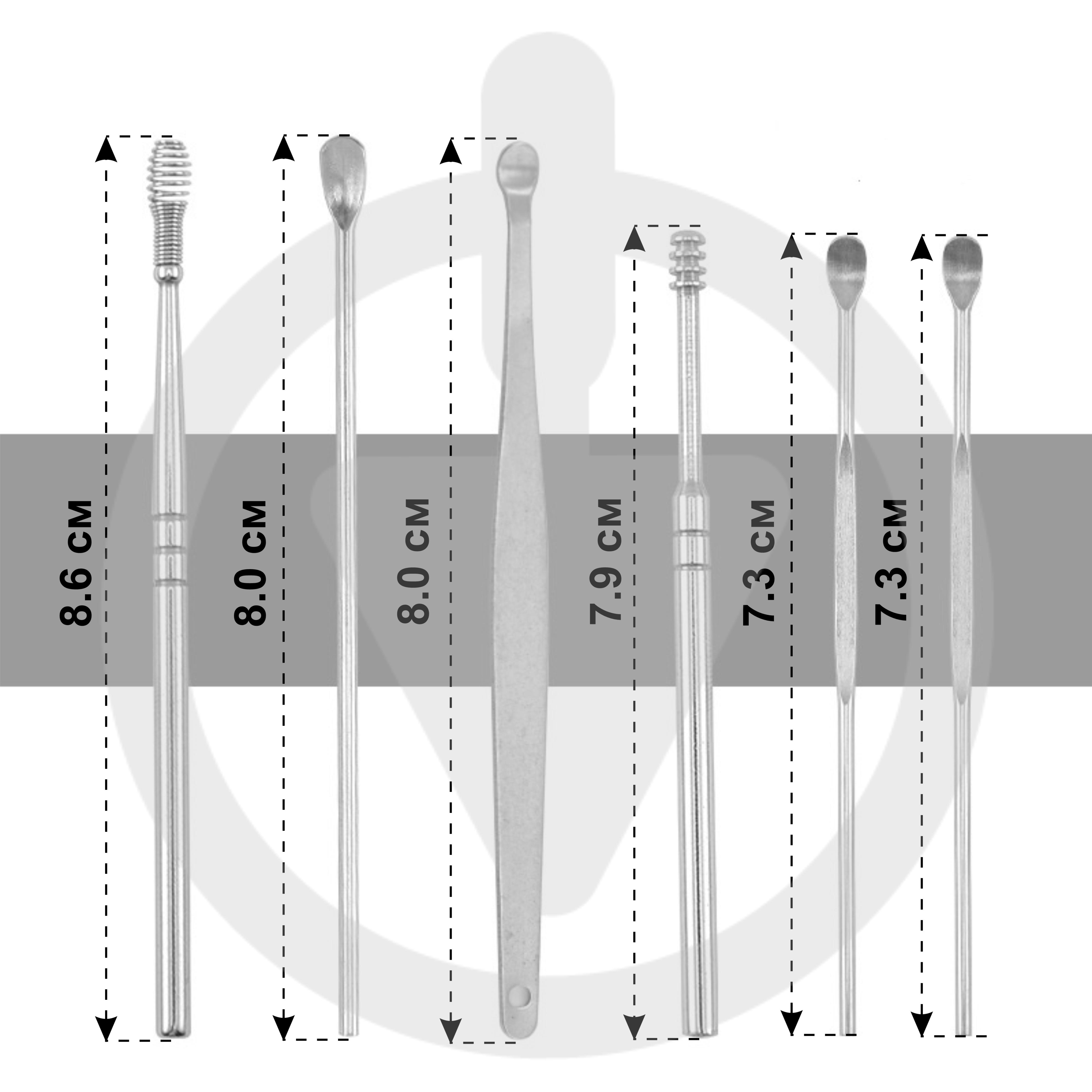 Набір інструментів для чищення вух 6 предметів у металевому тубусі (137075) - фото 3