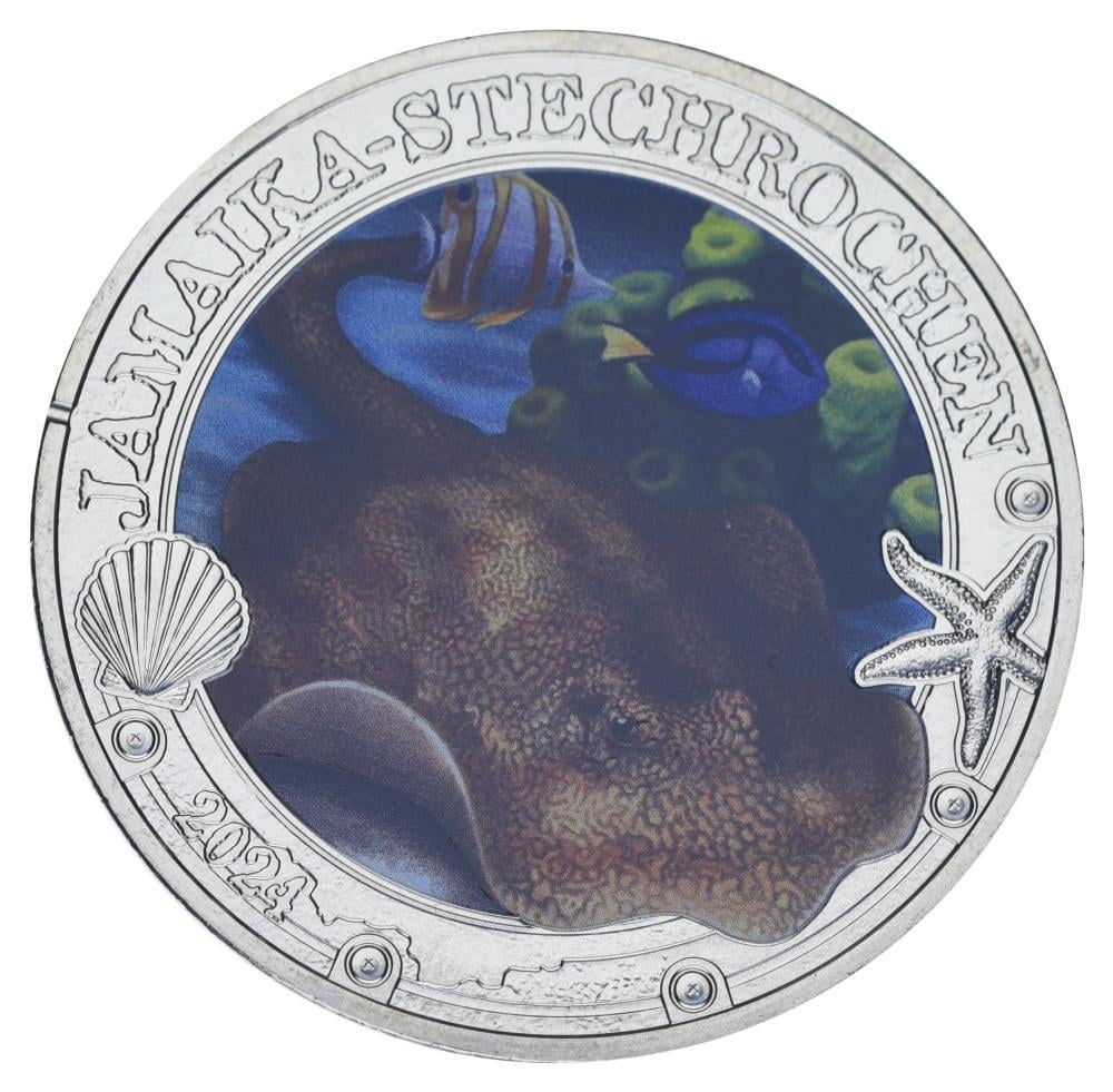 Коллекционная монета Австрия 3 евро 2024 UNC Морская жизнь, светящаяся - Желтый склон (М21085)