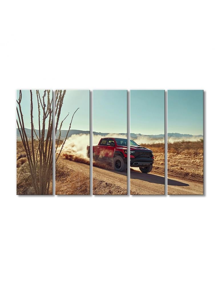 Картина модульная РАМ 1500 ТРХ красный автомобиль 5 модулей 120x180 см