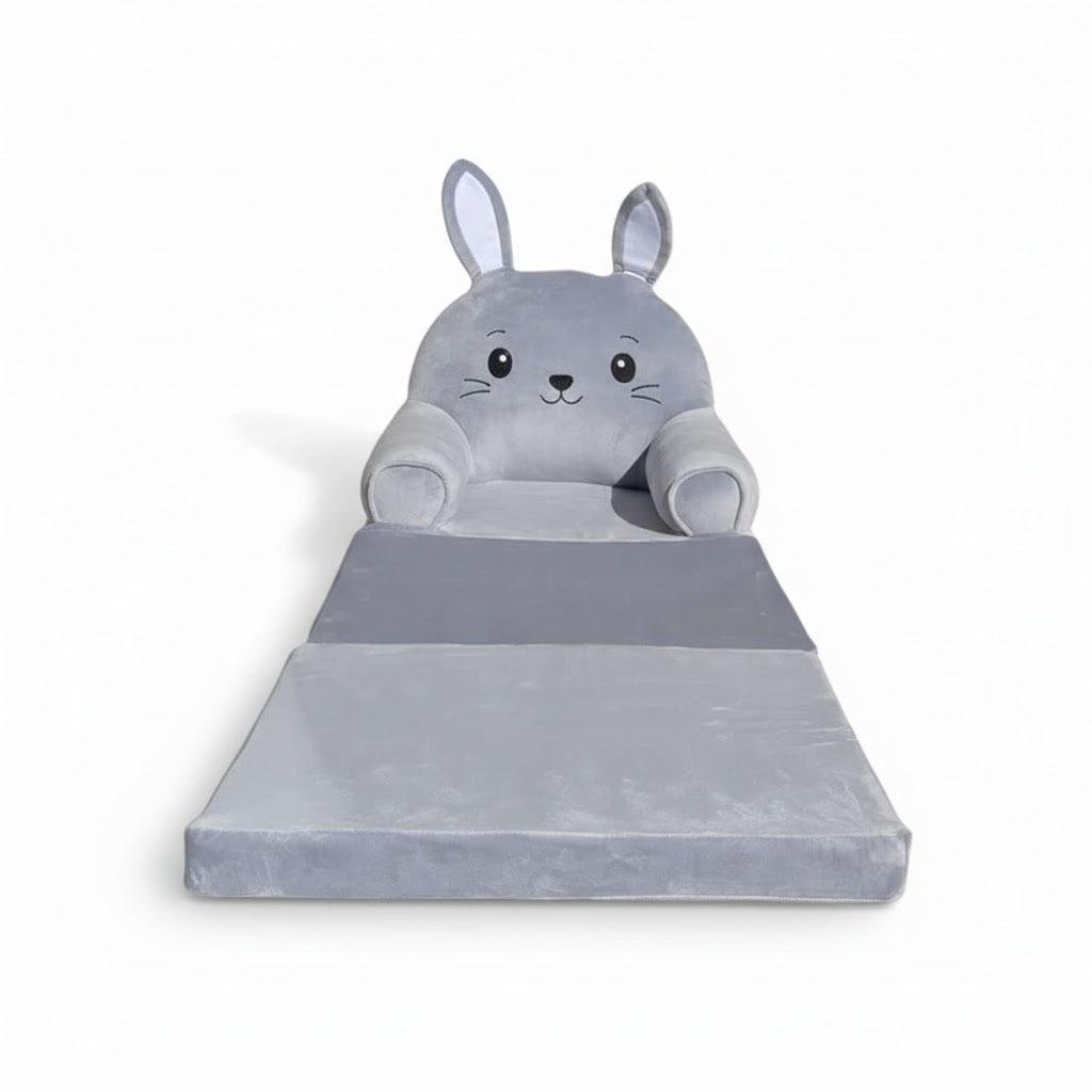Дитяче крісло-ліжко трансформер Зайчик 120 см Сірий