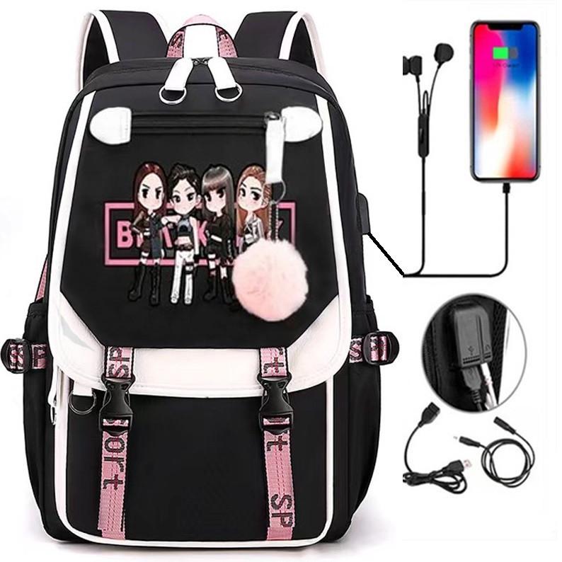 Шкільний рюкзак для дівчинки у японському стилі Girls з USB-портом і хутряним помпоном (917261461) - фото 2 Шкільний рюкзак для дівчинки у японському стилі Girls з USB-портом і хутряним помпоном (917261461) - фото 2