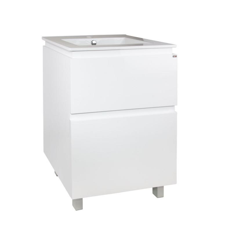 Тумба напольная и раковина врезная Qtap Albatross комплект  605х825х460 White (QT0171TN600D3060CW)