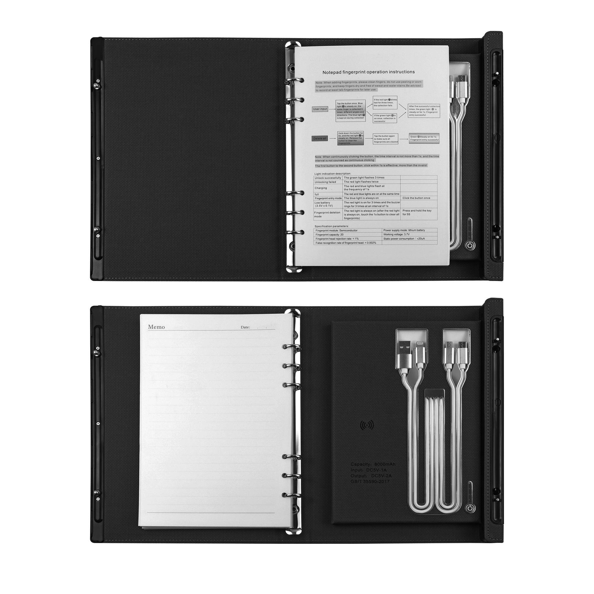 Смарт-блокнот AB tech c отпечатком пальца Touch ID и беспроводной зарядкой Черный - фото 5 Смарт-блокнот AB tech c отпечатком пальца Touch ID и беспроводной зарядкой Черный - фото 5