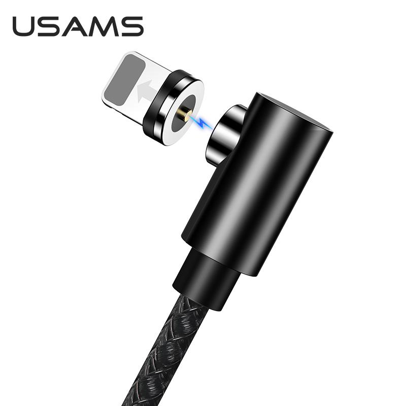 Магнитный кабель для зарядки USAMS U54 US-SJ444, 1м, USB Type-A х Lightning, Чёрный - фото 2 Магнитный кабель для зарядки USAMS U54 US-SJ444, 1м, USB Type-A х Lightning, Чёрный - фото 2
