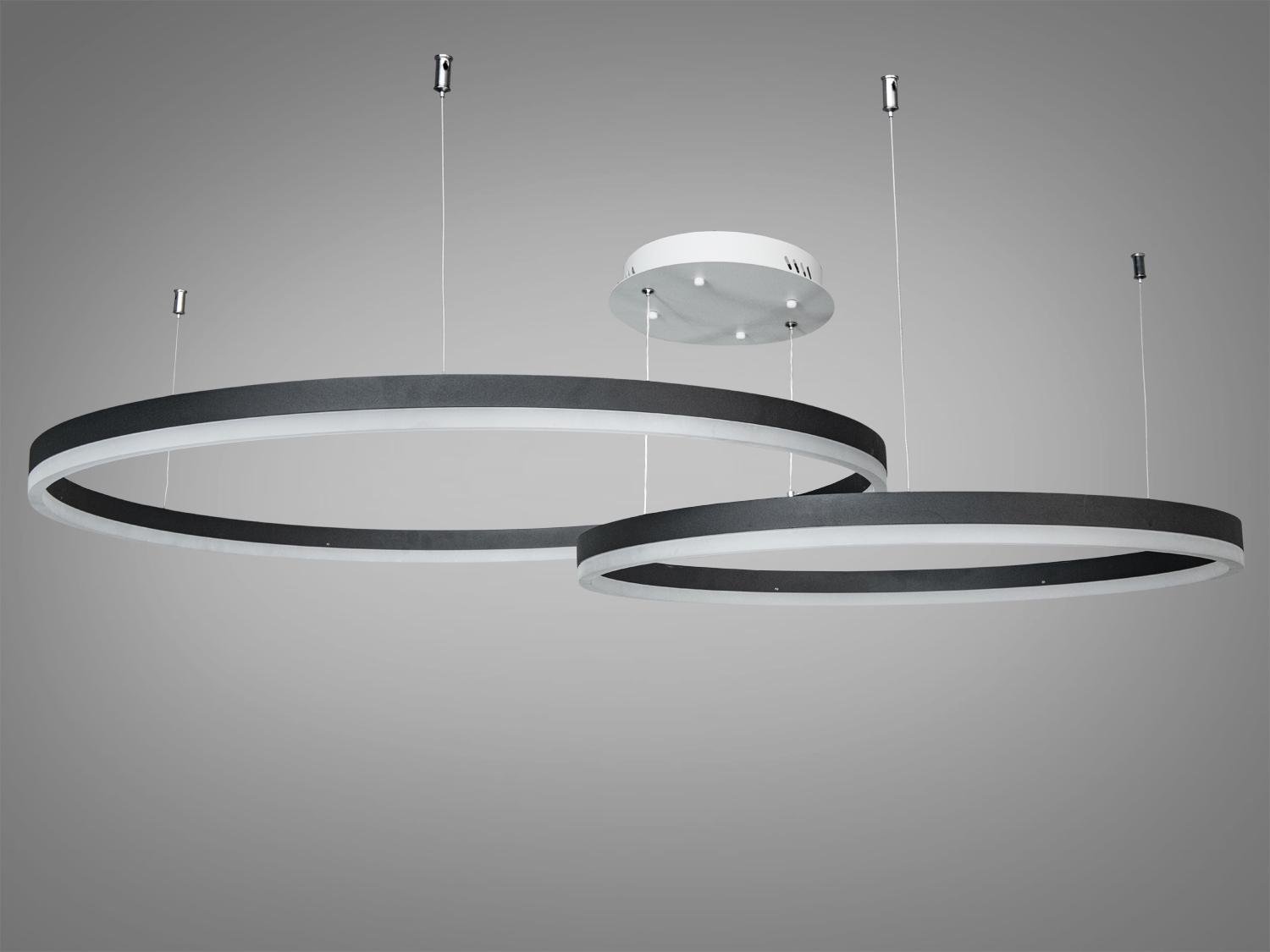 Люстра LED підвісна на тросах кільця 100 W (D2485-800+600BK)